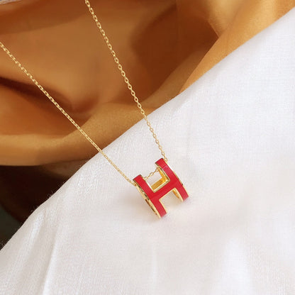 [⭐Spark]HM CLIC RED ENAMEL GOLD NECKLACE