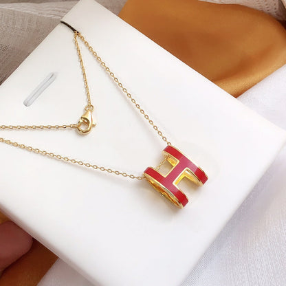 [⭐Spark]HM CLIC RED ENAMEL GOLD NECKLACE