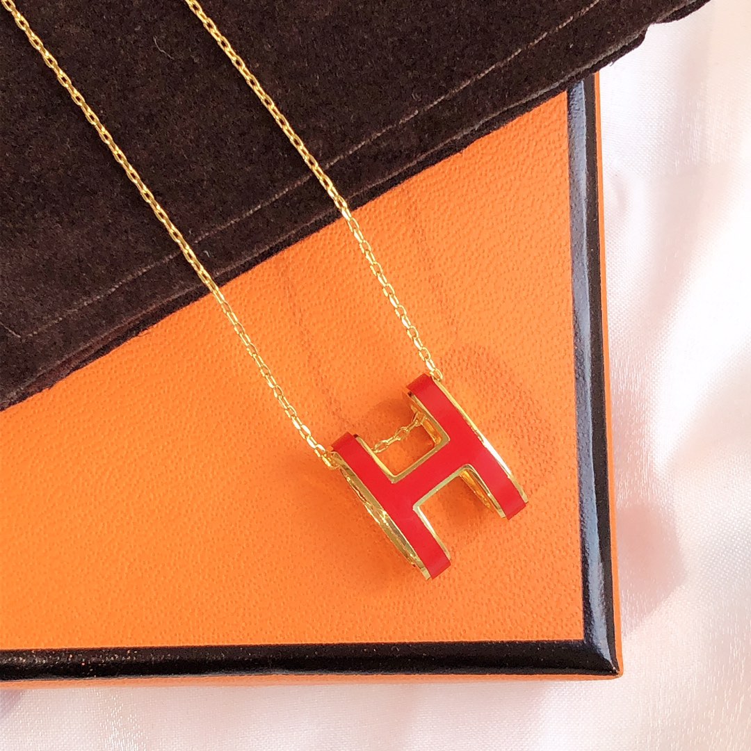 [⭐Spark]HM CLIC RED ENAMEL GOLD NECKLACE