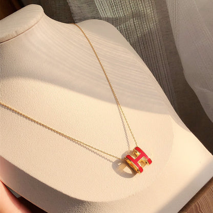 [⭐Spark]HM CLIC RED ENAMEL GOLD NECKLACE