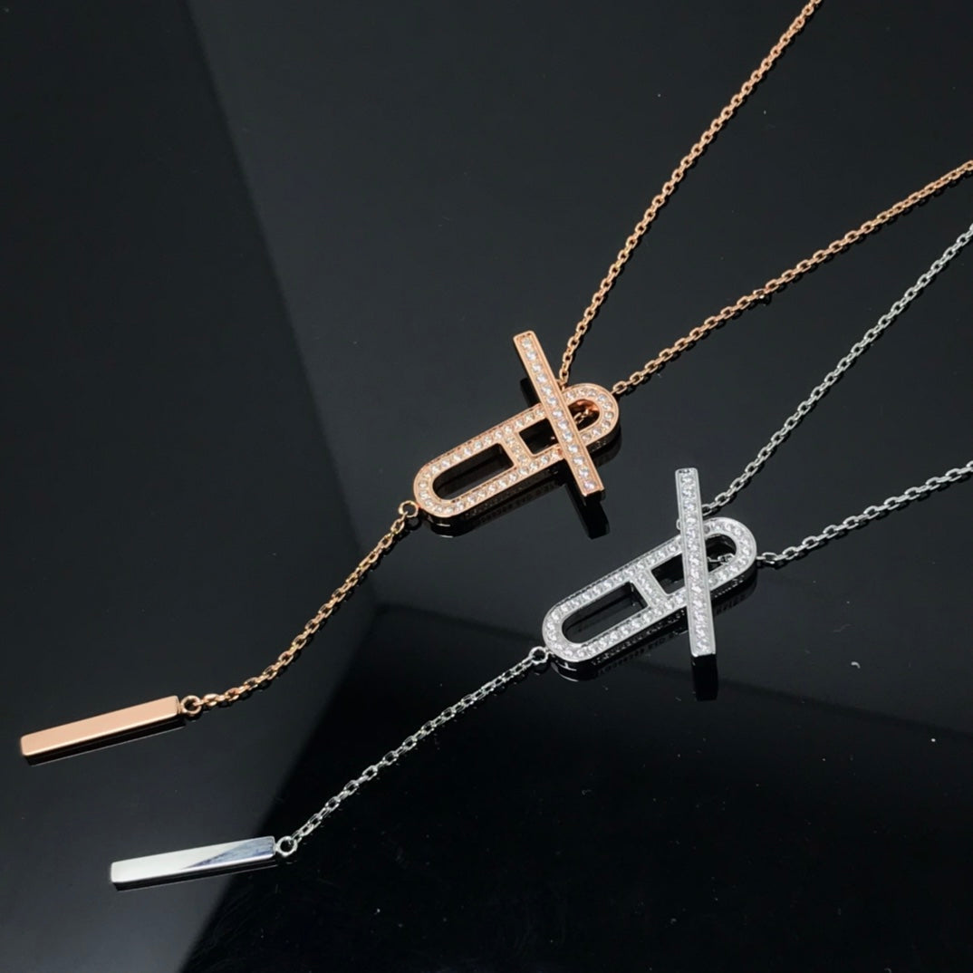 [⭐Spark]HM NECKLACE PLATINUM ROSE GOLD DIAMOND