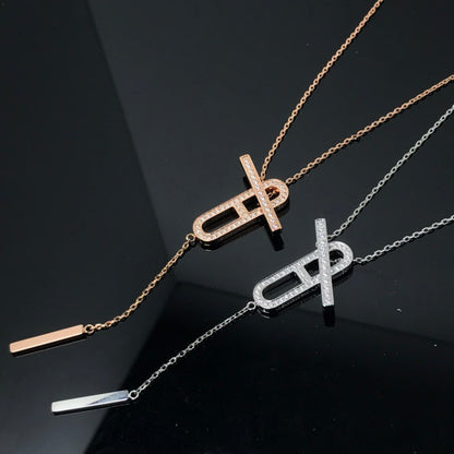 [⭐Spark]HM NECKLACE PLATINUM ROSE GOLD DIAMOND