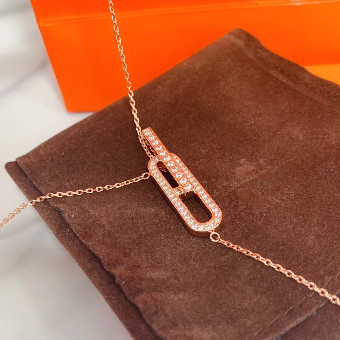 [⭐Spark]HM NECKLACE PLATINUM ROSE GOLD DIAMOND