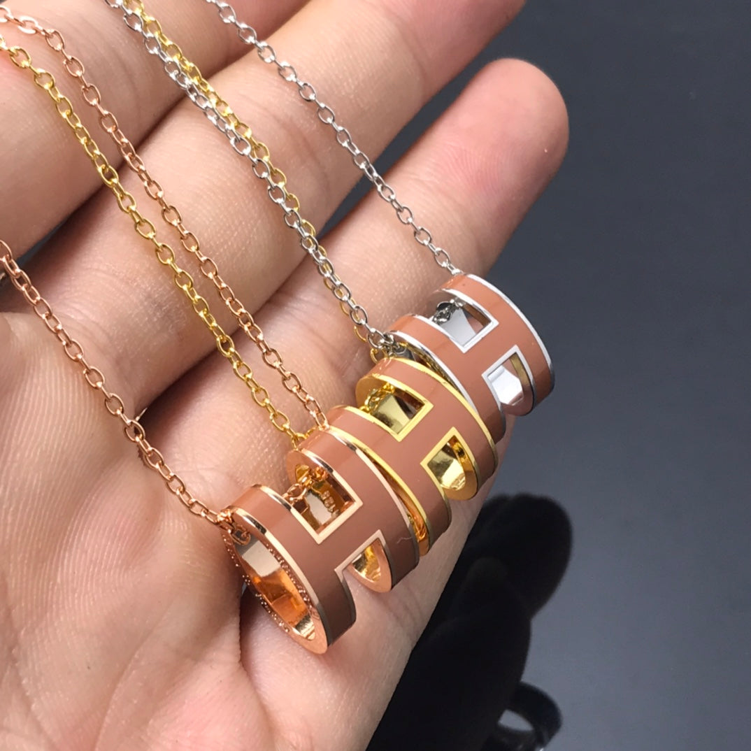 [⭐Spark]H NECKLACE BROWN