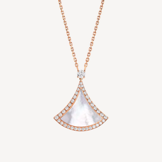 [⭐Spark]DREAM MOP DIAMOND PAVED PINK GOLD NECKLACE