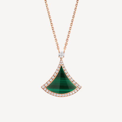 [⭐Spark]DREAM MALACHITE DIAMOND PAVED PINK GOLD NECKLACE