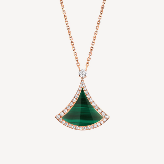 [⭐Spark]DREAM MALACHITE DIAMOND PAVED PINK GOLD NECKLACE