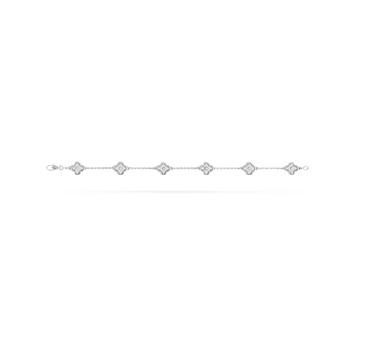 [⭐Spark]CLOVER 6 MOTIF SILVER DIAMOND BRACELET