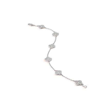 [⭐Spark]CLOVER 6 MOTIF SILVER DIAMOND BRACELET