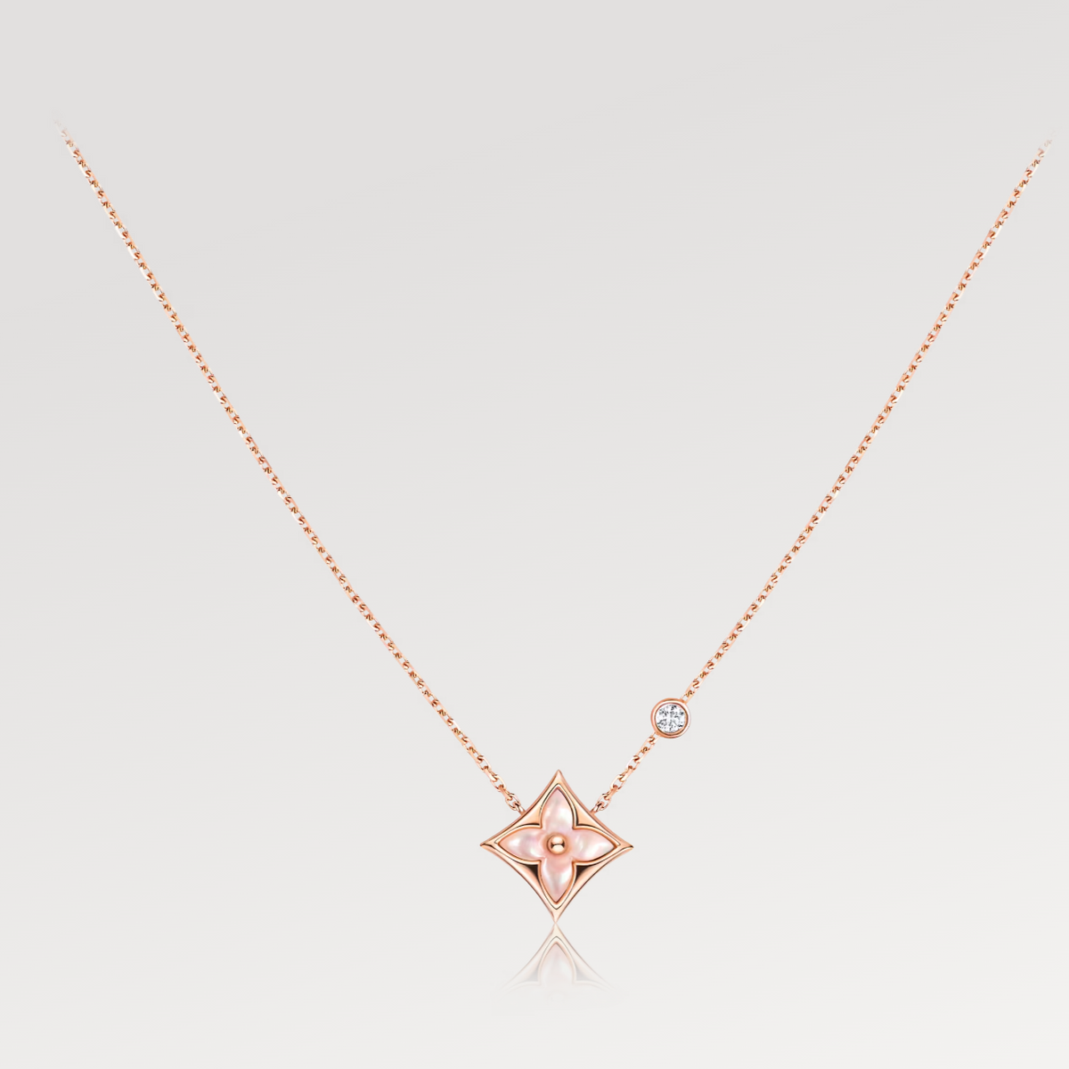 [⭐Spark]STAR PINK MOP 1 DIAMOND PINK GOLD NECKLACE