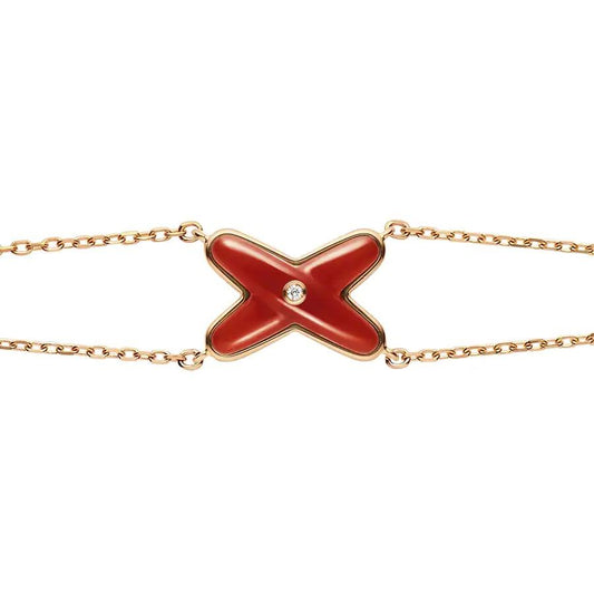 [⭐Spark]JEUX BRACELET CARNELIAN PINK GOLD 1 DIAMOND