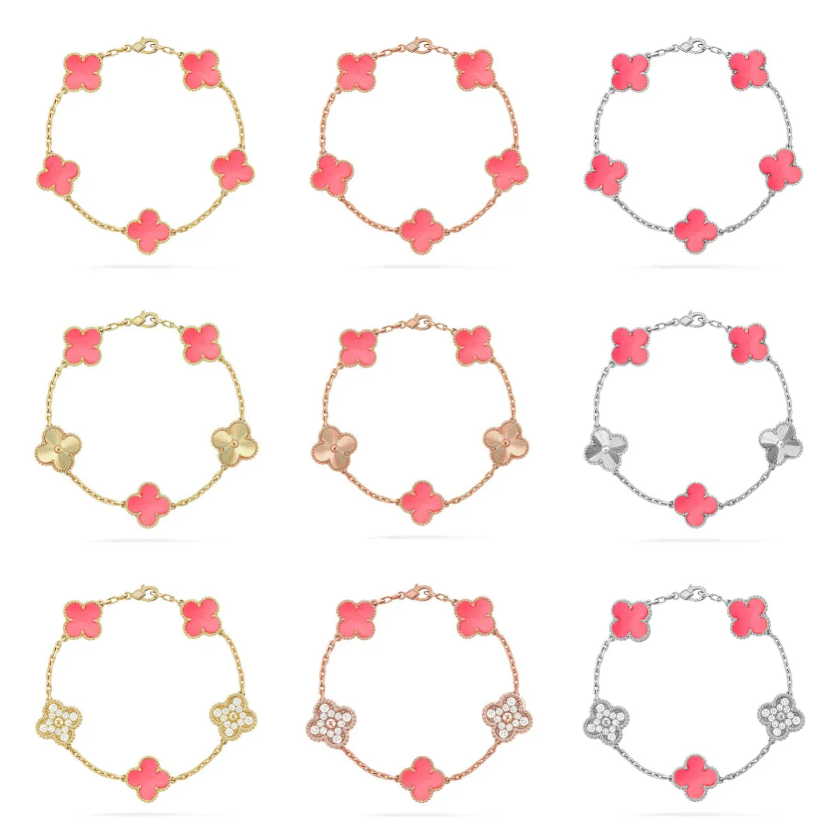 [⭐Spark] CLOVER 5 MOTIFS  PINK MOP BRACELET COLLECTION