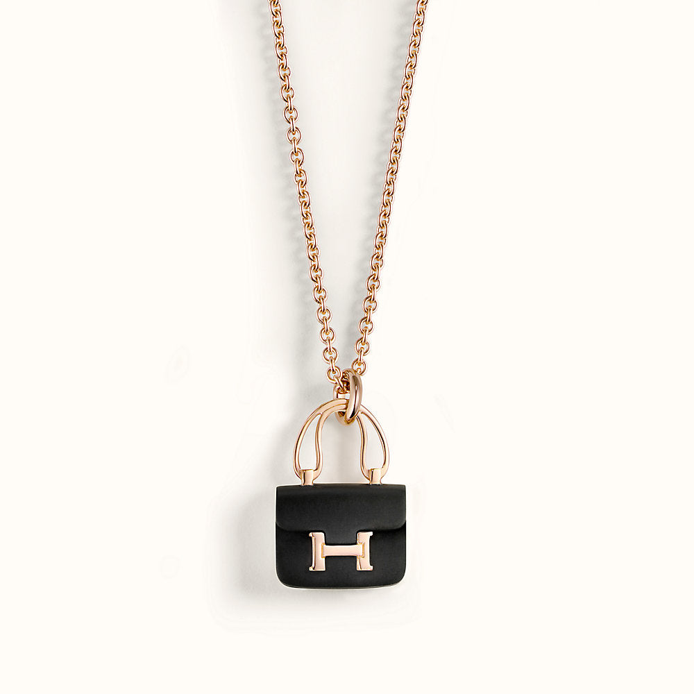 [⭐Spark]CONSTANCE BLACK PEDANT PINK GOLD NECKLACE