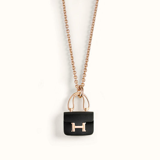 [⭐Spark]CONSTANCE BLACK PEDANT PINK GOLD NECKLACE