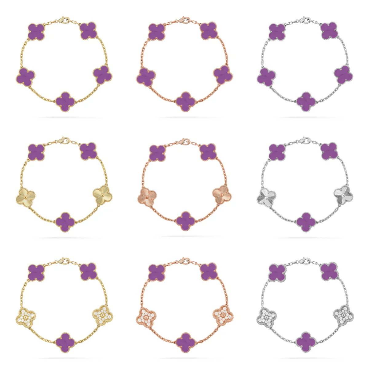 [⭐Spark] CLOVER 5 MOTIF VIOLET BRACELET COLLECTION