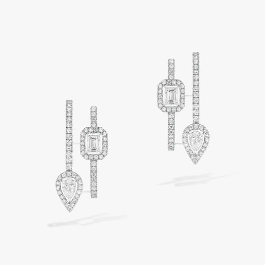 [⭐Spark]CREOLES MY TWIN 2 RANGS SILVER DIAMOND EARRINGS