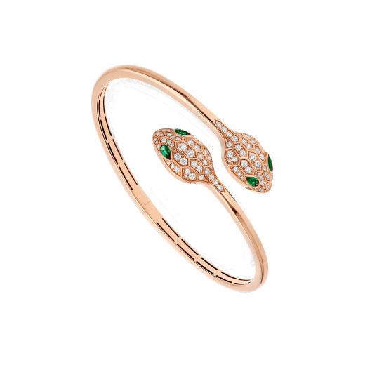 [⭐Spark]SERPENTI BRACELET PINK GOLD MALACHITE DIAMOND DOUBLE SNAKE