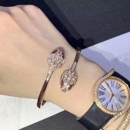 [⭐Spark]SERPENTI BRACELET PINK GOLD DIAMOND DOUBLE SNAKE