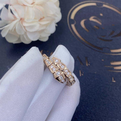 [⭐Spark]SERPENTI RING PINK GOLD DIAMOND PAVED 4MM