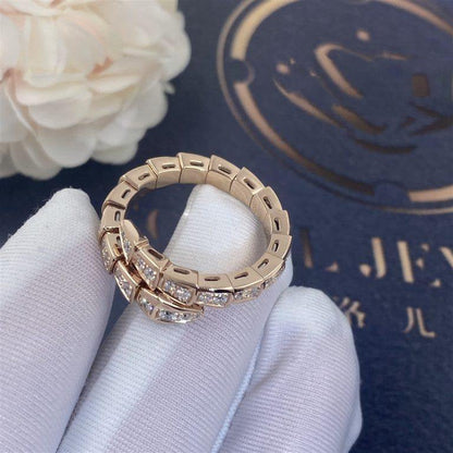 [⭐Spark]SERPENTI RING PINK GOLD DIAMOND PAVED 4MM