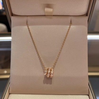 [⭐Spark]SERPENTI PINK GOLD NECKLACE DOUBLE RING DIAMOND