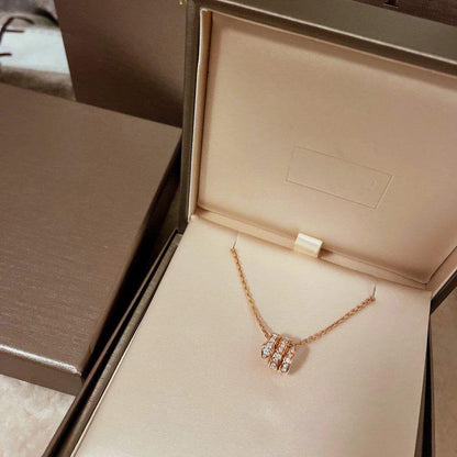 [⭐Spark]SERPENTI PINK GOLD NECKLACE DOUBLE RING DIAMOND