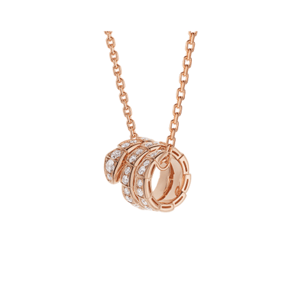 [⭐Spark]SERPENTI PINK GOLD NECKLACE DOUBLE RING DIAMOND