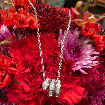 [⭐Spark]SERPENTI  NECKLACE DOUBLE RING DIAMOND