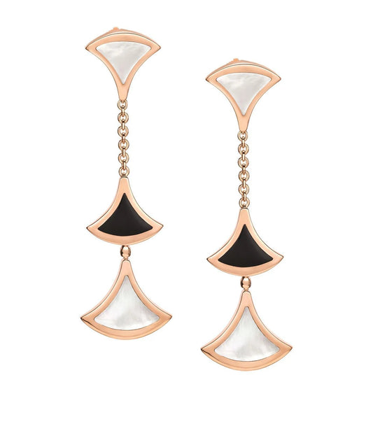 [⭐Spark]DREAM EARRINGS 3 MOTIFS ONYX MOP PINK GOLD