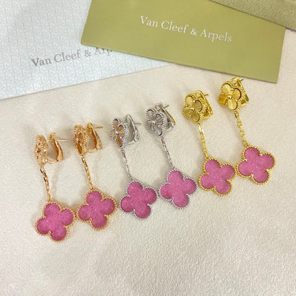 [⭐Spark]2026 NEW CLOVER 2 MOTIF  BUBBLE PINK ENAMEL