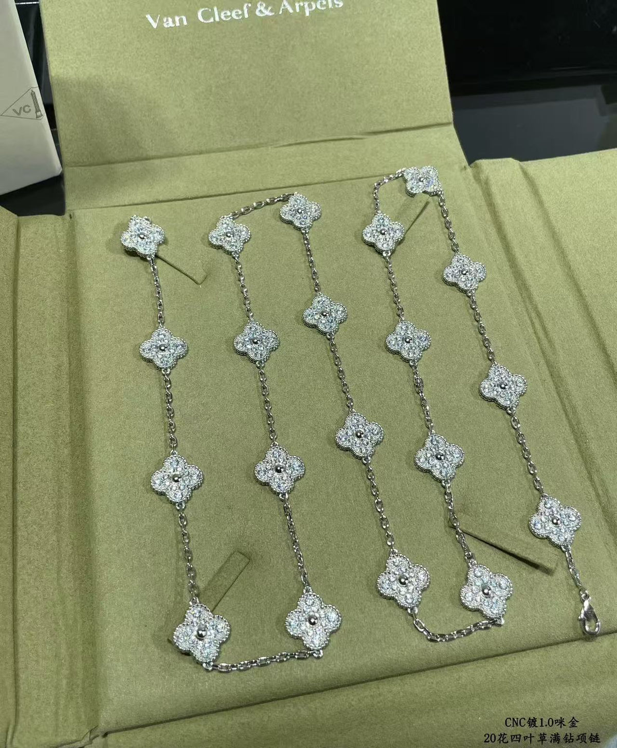 [⭐Spark]CLOVER 20 MOTIFS FULL-DIAMOND NECKLACE