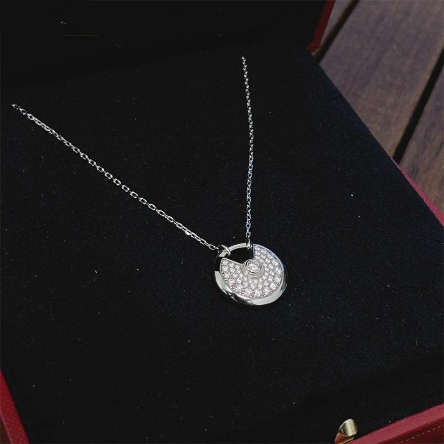 [⭐Spark]AMULETTE SILVER FULL DIAMOND NECKLACE