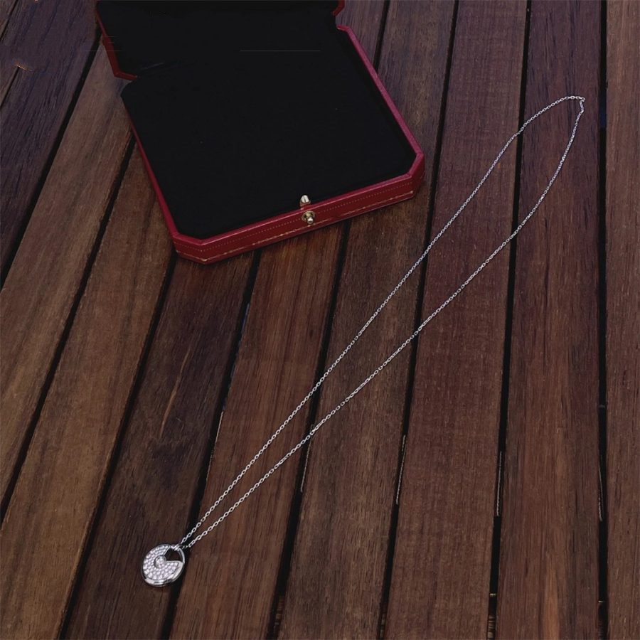 [⭐Spark]AMULETTE SILVER FULL DIAMOND NECKLACE