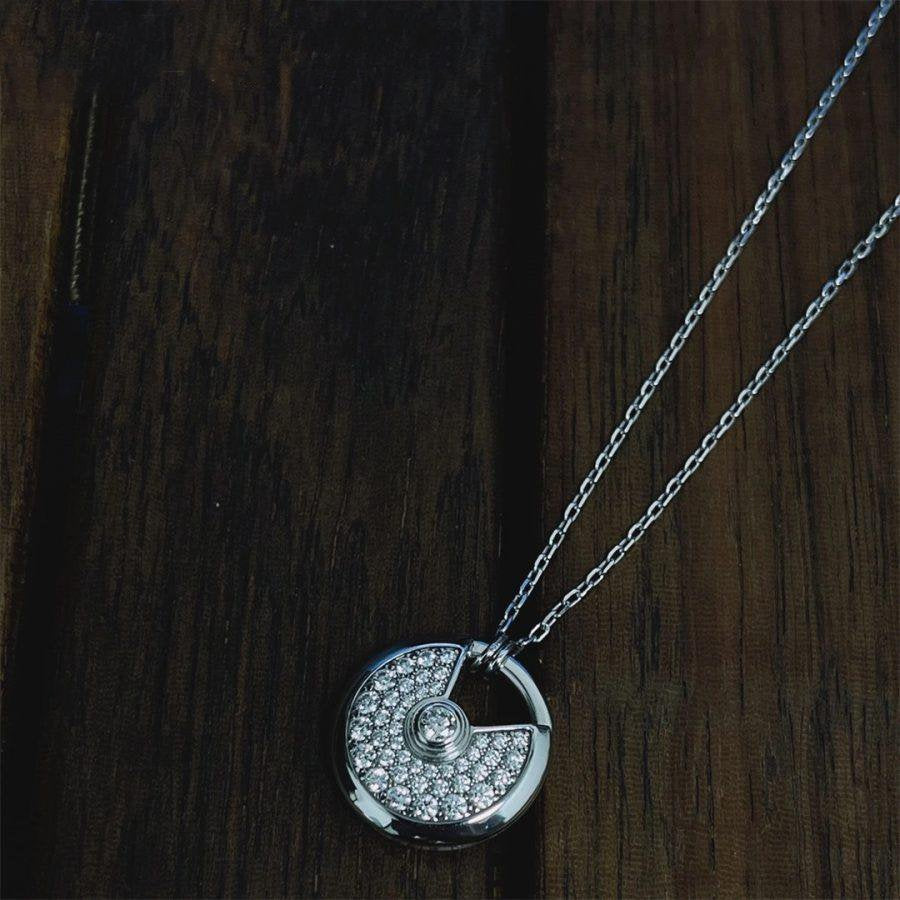 [⭐Spark]AMULETTE SILVER FULL DIAMOND NECKLACE