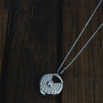 [⭐Spark]AMULETTE SILVER FULL DIAMOND NECKLACE