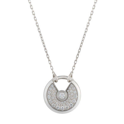 [⭐Spark]AMULETTE SILVER FULL DIAMOND NECKLACE