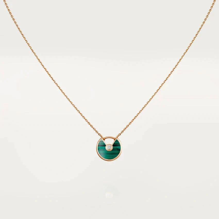 [⭐Spark]AMULETTE ROSE GOLD MALACHITE NECKLACE