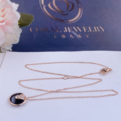 [⭐Spark]AMULETTE ROSE GOLD ONYX NECKLACE