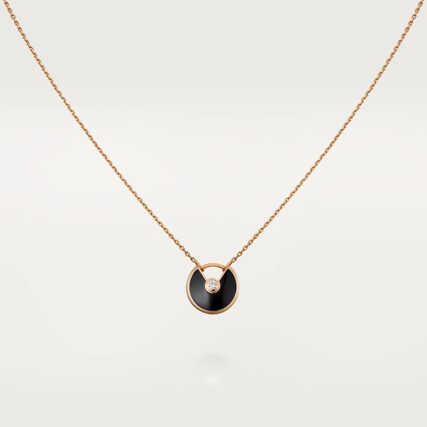 [⭐Spark]AMULETTE ROSE GOLD ONYX NECKLACE
