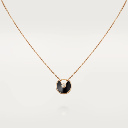 [⭐Spark]AMULETTE ROSE GOLD ONYX NECKLACE