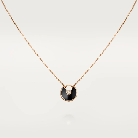 [⭐Spark]AMULETTE ROSE GOLD ONYX NECKLACE