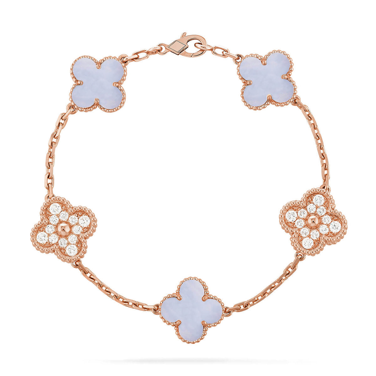 [⭐Spark] CLOVER 5 MOTIF PURPLE CHALCEDONY BRACELET COLLECTION