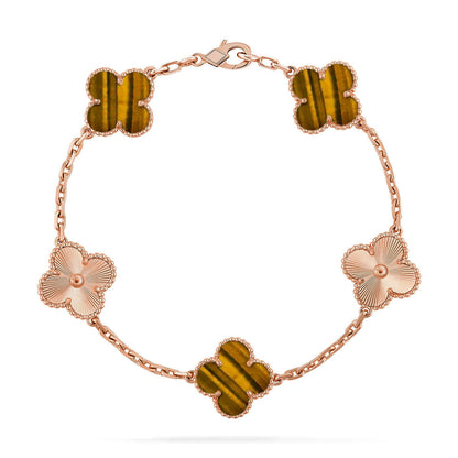 [⭐Spark] CLOVER 5 MOTIFS TIGER EYE BRACELET COLLECTION