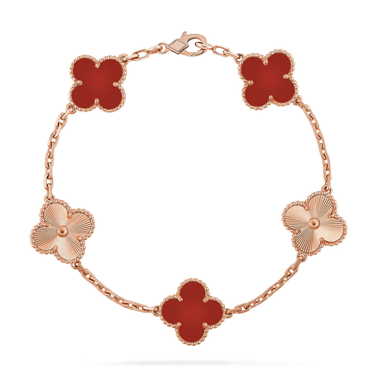 [⭐Spark] CLOVER 5 MOTIF RED CORNELIAN BRACELET COLLECTION