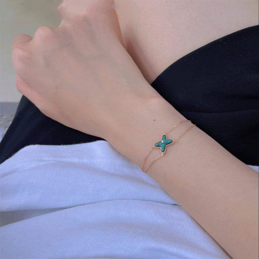 [⭐Spark]JEUX BRACELET MALACHITE PINK GOLD 1 DIAMOND