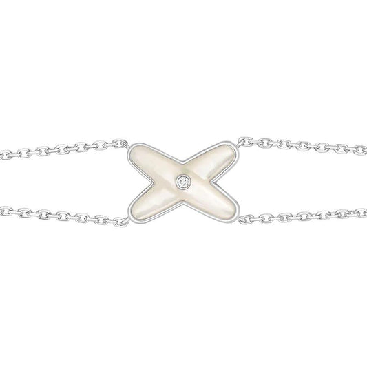 [⭐Spark]JEUX BRACELET WHITE MOP SILVER 1 DIAMOND