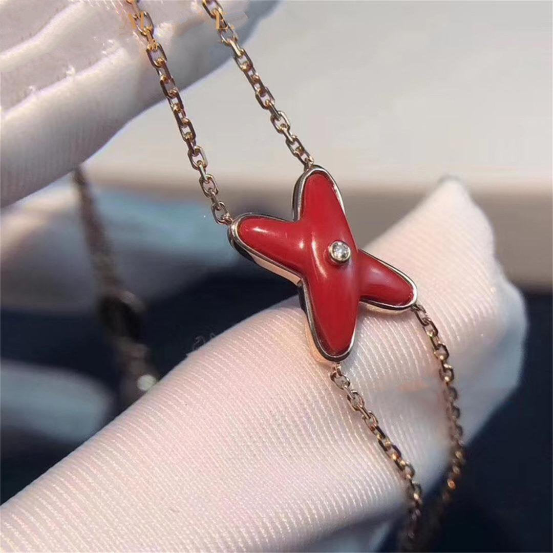 [⭐Spark]JEUX BRACELET CARNELIAN PINK GOLD 1 DIAMOND