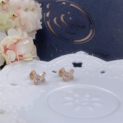 [⭐Spark]JEUX DE PINK GOLD DIAMOND EARRINGS