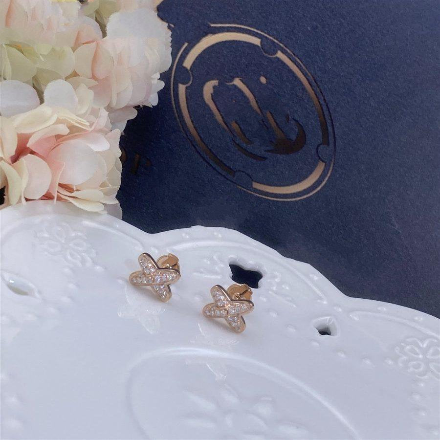 [⭐Spark]JEUX DE PINK GOLD DIAMOND EARRINGS