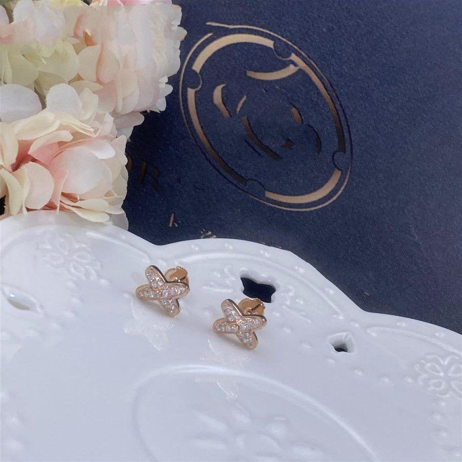[⭐Spark]JEUX DE PINK GOLD DIAMOND EARRINGS